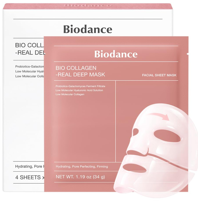 BIODANCE Bio-Collagen Real Deep Mask, Hydrogel Face Masks, 1.19 oz Ea, 4 PACK
