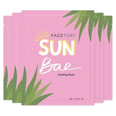 FACETORY K Beauty Face Mask Skin Care 1 Count (Pack of 5), Sun Bae Aloe Vera