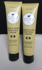 2 DIONIS GOAT MILK HAND AND BODY CREAM – VANILLA BEAN – 3.3 OZ each – NEW