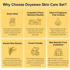 Skin Care Set,6Pcs Women Teen Glass Skincare w/Korean Rice Extract,Hydrate Gl…