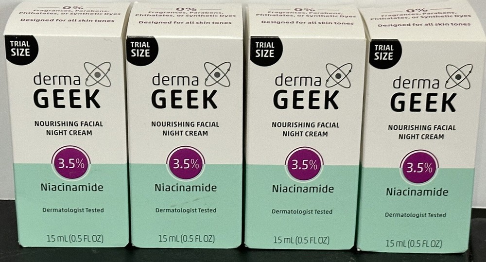 Lot Of 4 Derma GEEK Nourishing Facial Night Cream. 15ml/0.5 oz * NEW *