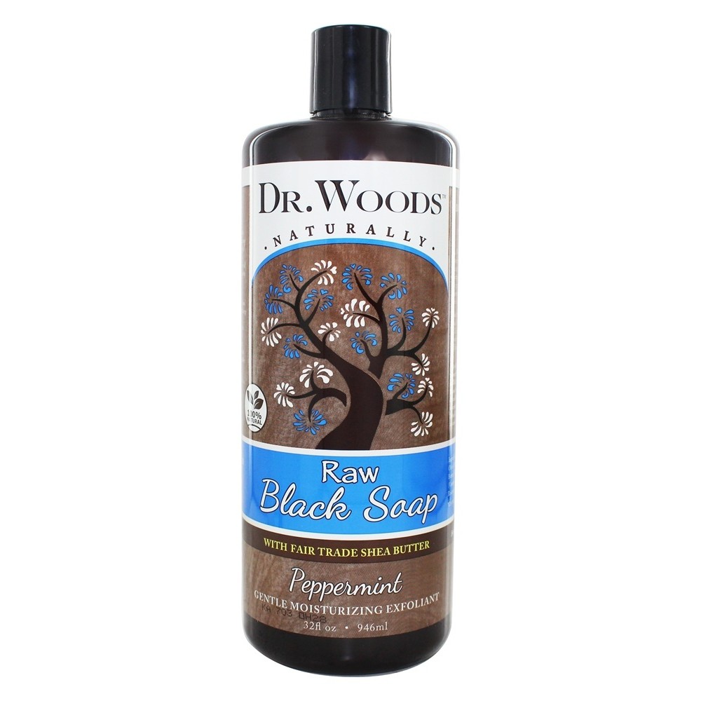 Dr. Woods Liquid Raw Black Soap with Fair Trade Shea Butter Peppermint,32 Oz