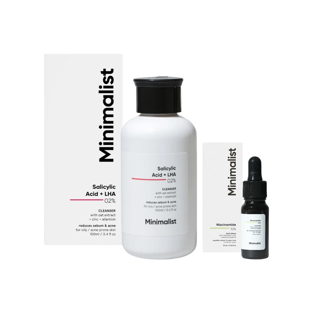 Minimalist Salicylic Acid + LHA 02% Face Cleanser + 10% Niacinamide Face Serum