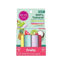eos 100% Natural Lip Balm Coconut Pineapple Watermelon Raspberry NEW 4 Pack