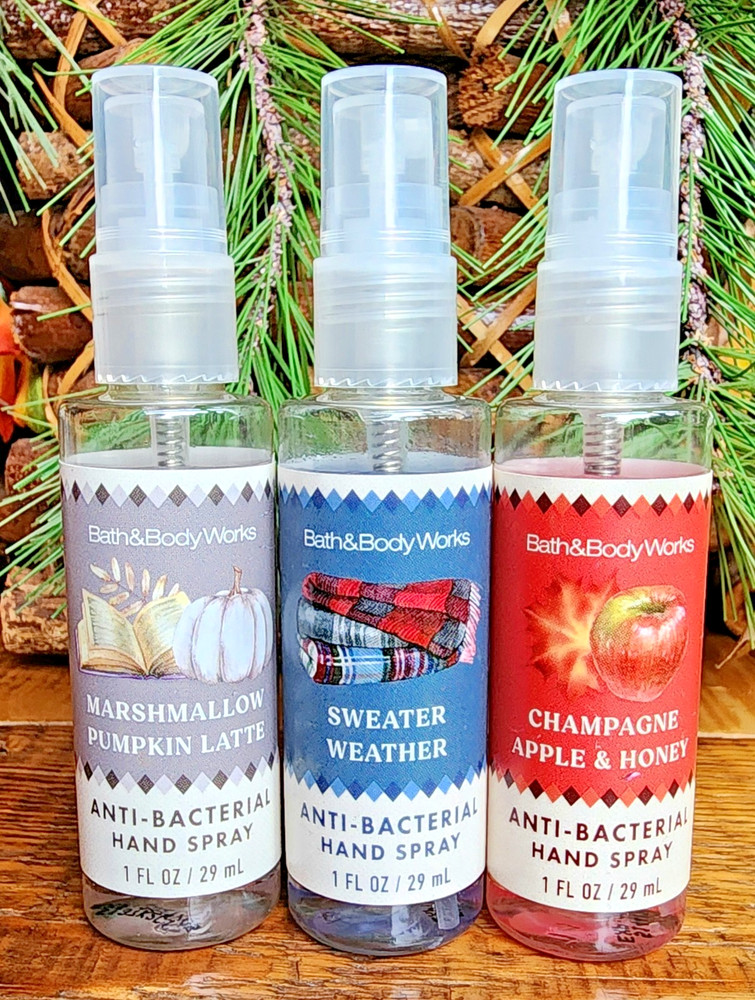 3PC 2025 🍁FALL~🍂🧣🍎MARSHMALLOW, SWEATER & APPLE~Sanitizer Spray 1oz~Bath Body
