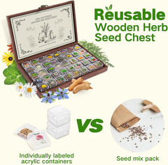 Lush&Dew Ancestral Apothecary Medicinal Tea Herb Seed Chest, 36,000+ Non-Gmo Sur