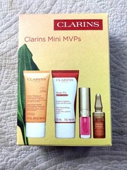 Clarins Mini MVPs Skincare Set With Lip Gloss & Bonus Eye Serum Sample*NIB
