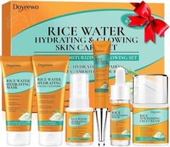 Skin Care Set,6Pcs Women Teen Glass Skincare w/Korean Rice Extract,Hydrate Gl…