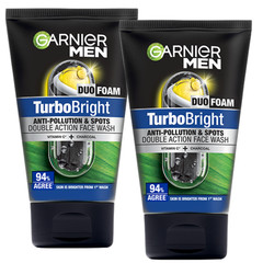 Garnier Men Turbo Bright Anti-Spot & Pollution Duo Foam 100ml X 2 FREE SHIPPING