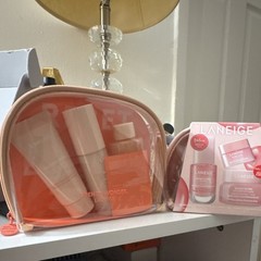 LANEIGE Face Skin Care Set Kit with Clear Cosmetic Bag Zip Pouch