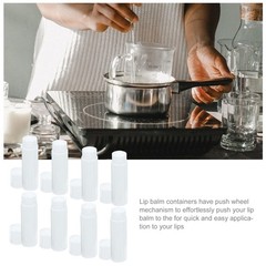 50Pcs Lip Balm Tube with Caps White Empty PP Container Easy Use Push Wheel
