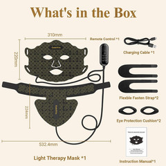 LED Face Neck Therapy Mask 7 Color 173 LED Rechargeable Skin Care Timer Black