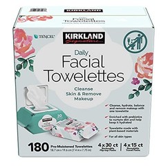 Daily Facial Towelettes, 180 Count – Makeup Remover, Cleansing Wipes, Gentle Ski