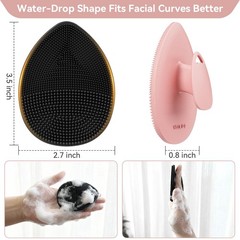 Silicone Face Scrubber 2 Pack, Manual Facial Cleansing Brush for Black & Pink