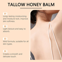 Grass Fed Beef Tallow Honey Balm Organic Raw Unscented Skin Moisturizer (3 pcs )
