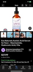 2xEva Naturals Azelaic Acid Serum for Face Niacinamide Hyaluronic Acid Vita ACE