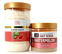Dead Sea Collection Watermelon Bath Salts (34.2 oz)&Mineral Salt Scrub(23.28 oz)