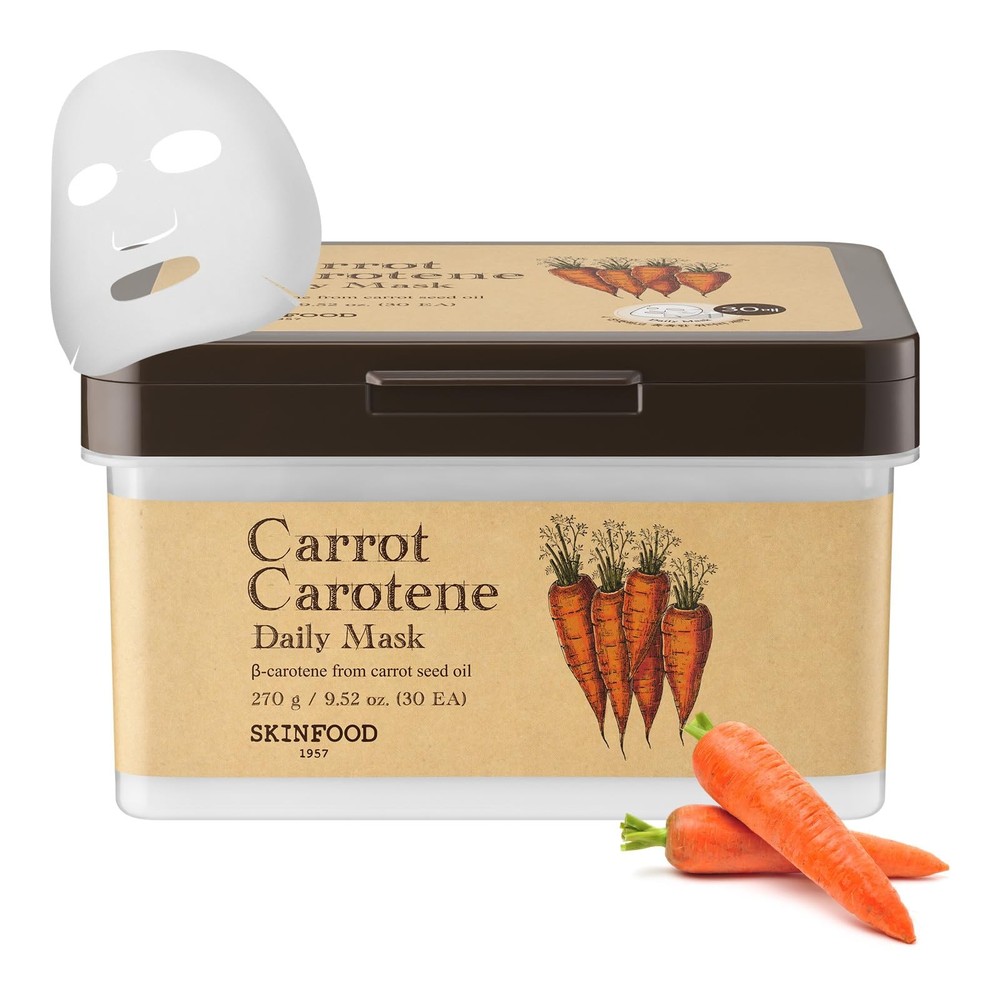 SKINFOOD Carrot Carotene Daily Sheet Mask, 30 Count (Pack of 1),