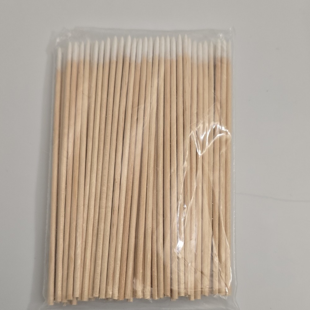 Single Tip Pointed Wooden Cotton Swabs White Beige Multipurpose Makeup Cleaning