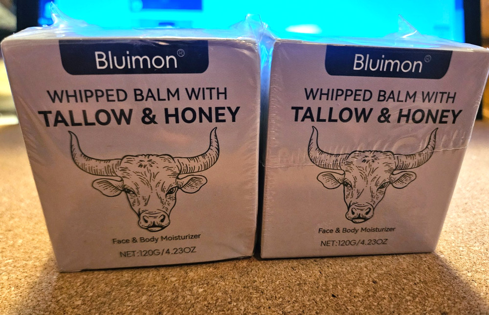 bluimon tallow honey face body moisturizer x2 boxes at 4.23oz each