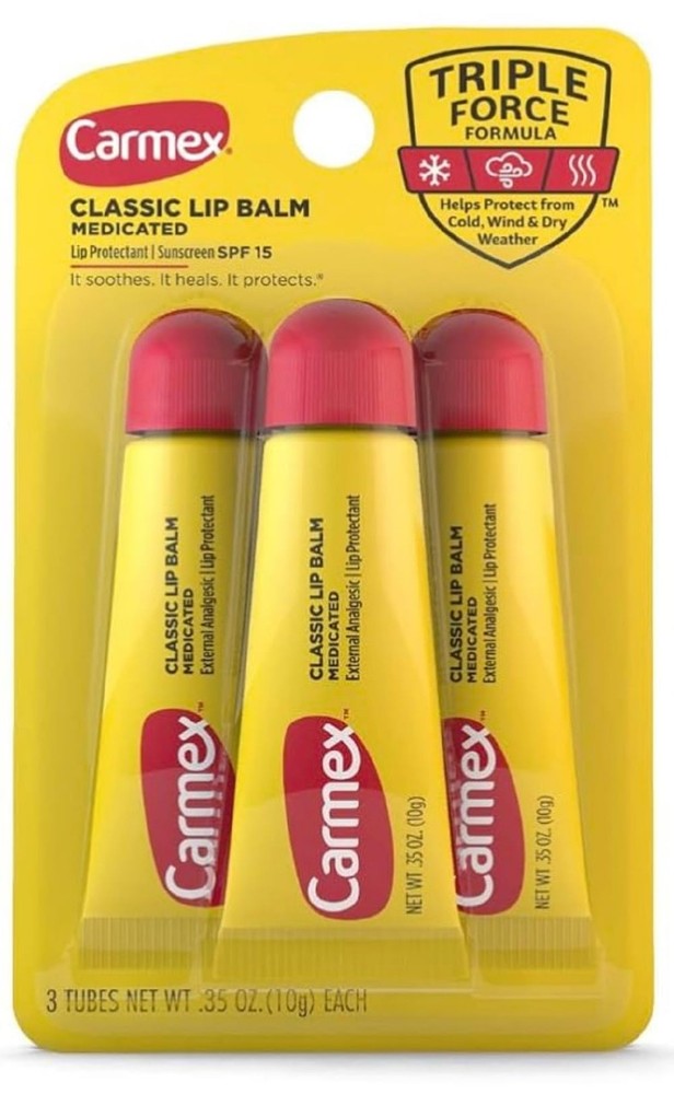 Carmex Classic Lip Balm, 0.35 Ounce (Pack of 3) 3), Yellow