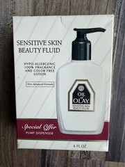 Vintage Oil of Olay Beauty Fluid 6oz NOS Sensitive Skin Pump Bottle New In Box
