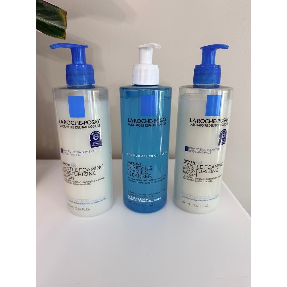 La Roche-Posay Cleanser Bundle 3pc 13.52oz Lipikar Toleriane Blue White NWT