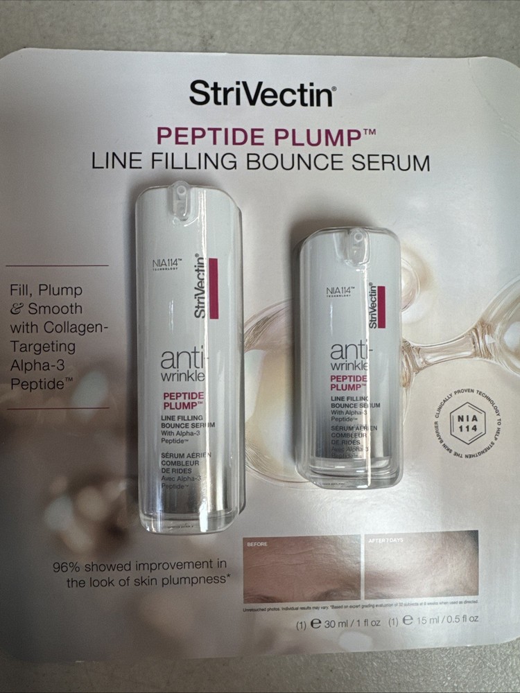 STRIVECTIN PEPTIDE PLUMP LINE FILLING BOUNCE ANTI WRINKLE SERUM, 1.0 Oz + 0.5 Oz
