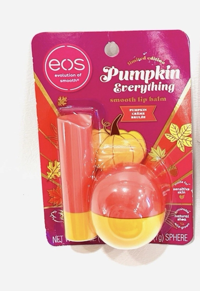 EOS Pumpkin Everything Creme Brulee Smooth Lip Balm 2 piece Set SEALED