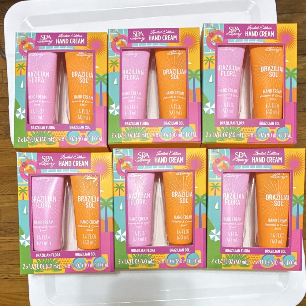 Spa Luxury Hand Cream Gift Set 6 Pack Brazilian Flora & Sol 12 Tubes New Sealed