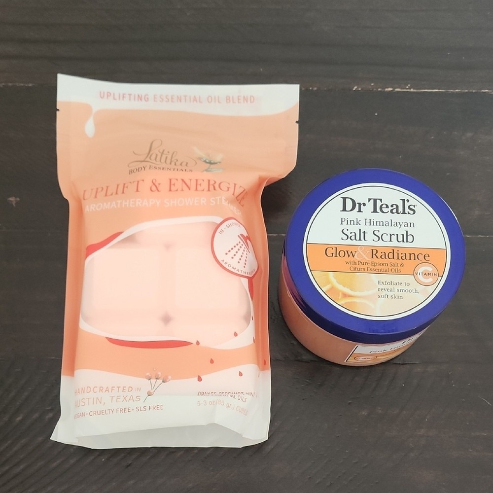 DR TEAL&rsquo;S Pink Himalayan Salt Scrub & LATIKA Uplift Shower Steamer Bundle