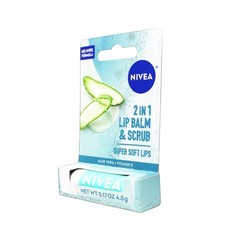 2 PackNivea 2in1 Lip Balm & Scrub Soft Lips, Aloe Vera + Vitamin E, 0.17 oz