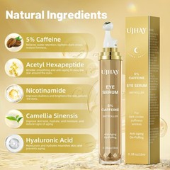 UJHAY 5% Caffeine Eye Cream, Under Serum for Dark 0.5 Fl Oz (Pack of 1)