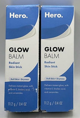 2PK Hero Glow Balm Radiant Skin Stick~ 0.4 OZ Each ~ Dull Skin + Dryness ~ READ
