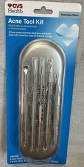 CVS Acne Tool Kit 5 Dual End Stainless Steel Extraction Tools With Case NIB
