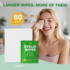 Tea Tree Oil Eyelid Wipes 60PCS Individually Wrapped Sensitive Eye Lid Cleaning