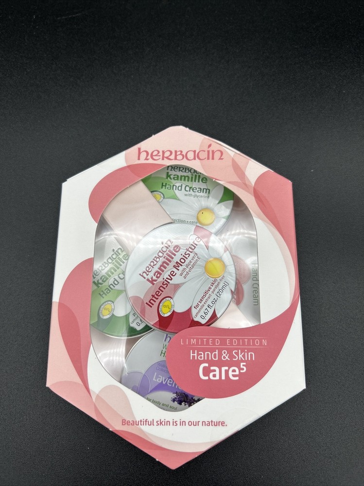 Herbacin Hand & Skin Care Gift set of 5 Tins-Red 5x.67oz