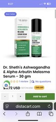 Dr. Sheth&rsquo;s Ashwagandha & Alpha Arbutin Melasma Serum – 30 gm