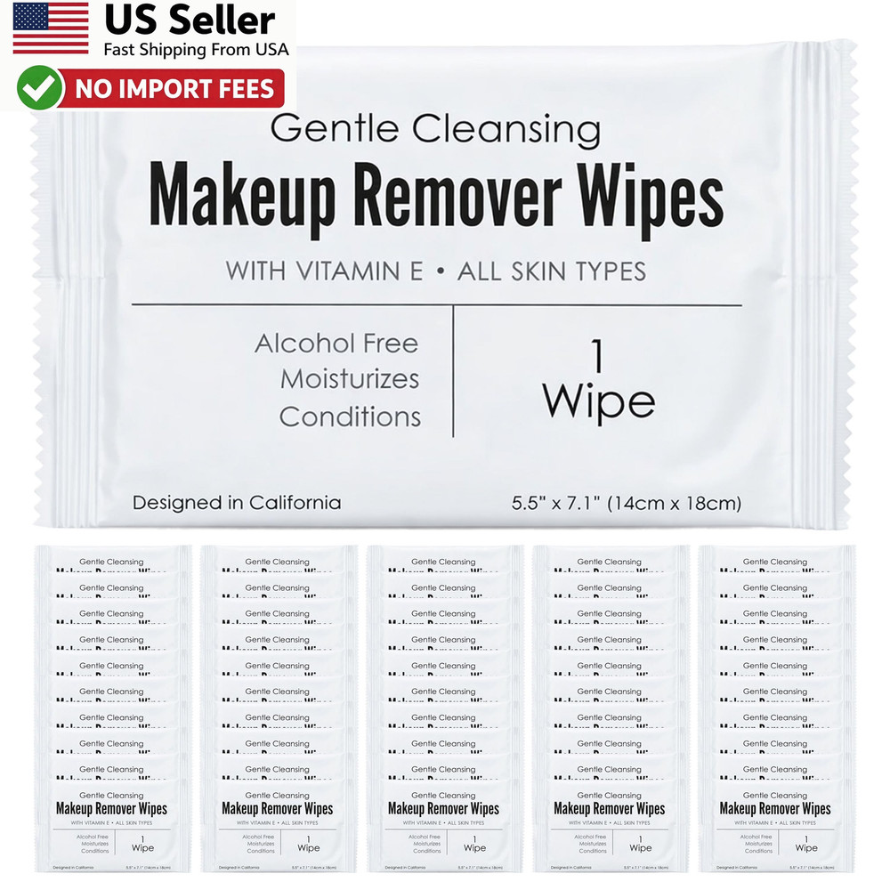 World Amenities Makeup Remover Wipes 50ct Alcohol Free Vitamin E FROM USA