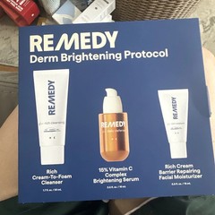 REMEDY Derm Brightening Protocol:Cleanser,Vit C Complex Serum,Facial Moisturizer