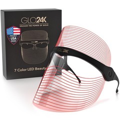 GLO24K LED Face Mask with 7 Color Modes – Red 1 Ounce (Pack of 1), black