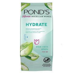 PONDS Micellar Makeup Remover Wipes Aloe Vera Vitamin B3 for Dry Skin, 25 Ct