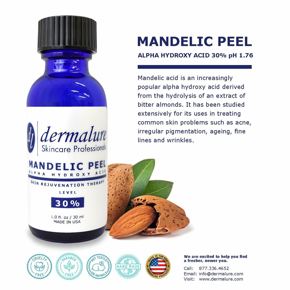 Mandelic Acid 30% AHA Alpha Hydroxy Peel Medical Strength Used For Rosacea Acne