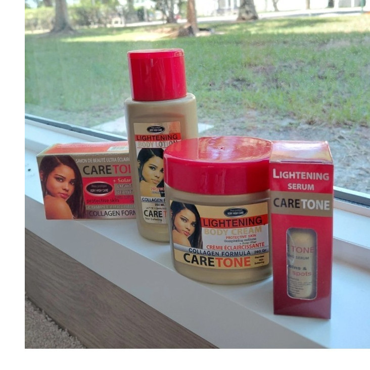 Care Tone Lightening Skin Care Set with Collagen Cream, Lotion, Serum, Soap