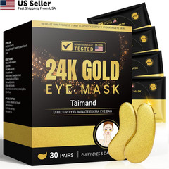 24K Gold Under Eye Patches Collagen Mask Puffy Eyes Dark Circles Bags 30Pair USA