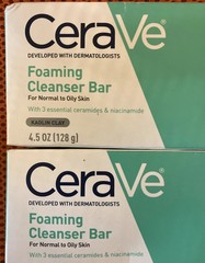 2 CeraVe Foaming Cleanser Bar for Normal to Oily Skin Kaolin Clay 4.5 oz.