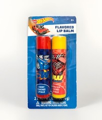 NEW Hot Wheels Cherry & Bubble Gum Flavored .14oz 2pc Lip Balm Stick Set