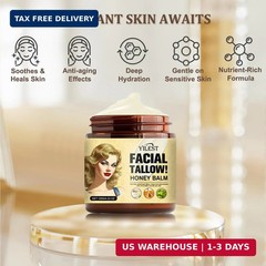 Tallow and Honey Balm – Beef Tallow for Skin 4OZ, 2025 Natural Tallow Face Moist