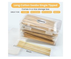500PCS 6&Prime; Cotton Swabs in Storage Box – Long Swab with Bamboo