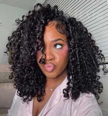 Half Wig Burmese Curly 20 Inch 180% Density Glueless Elastic Drawstring OQ HAIR